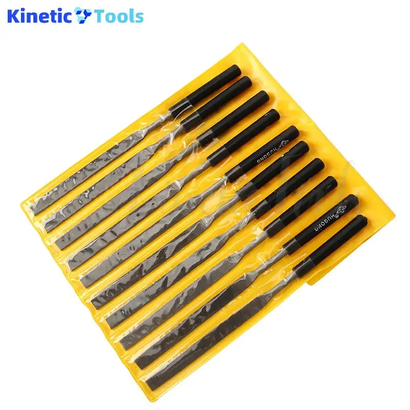 أداة ملف مسطحة معدنية 5 × 180 مم، أداة ملف معدنية من الفولاذ الكربوني العالي للمعادن والخشب والبلاستيك وملف مسطح للتكرير 10 قطعة/المجموعة #4