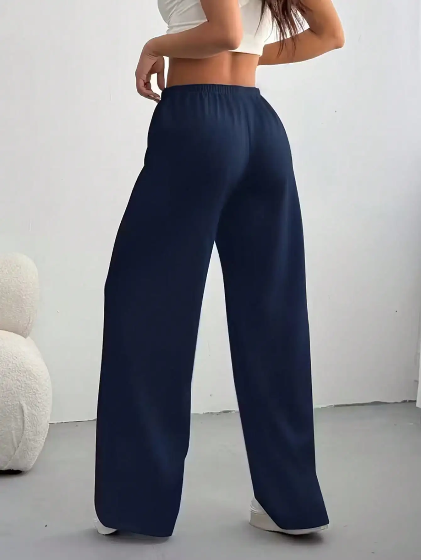 2026 Damen Casual Ganzjahres-Laufhose - Bequeme, lockere, einfarbige Hose mit Kordelzug und elastischem Bund, weites Bein – Detail 30