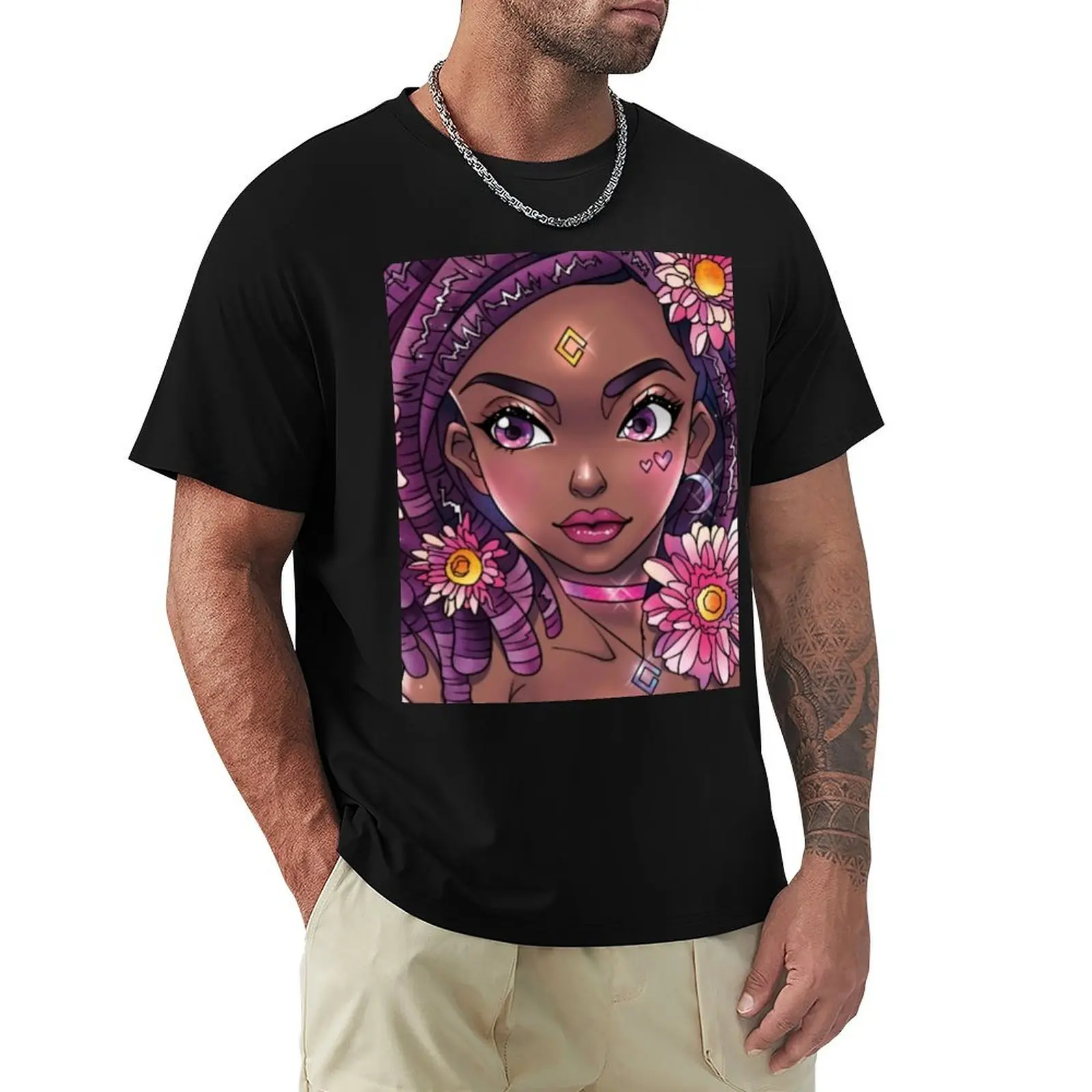 Purple haired black girl T-Shirt graphic shirts aesthetic clothes street wear vintage anime shirt t shirts for men graphic