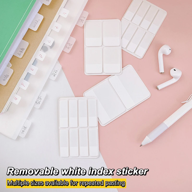 

Transparent DIY Index Stickers in Pure White - 40/80/160 Pages for Office & School Supplies