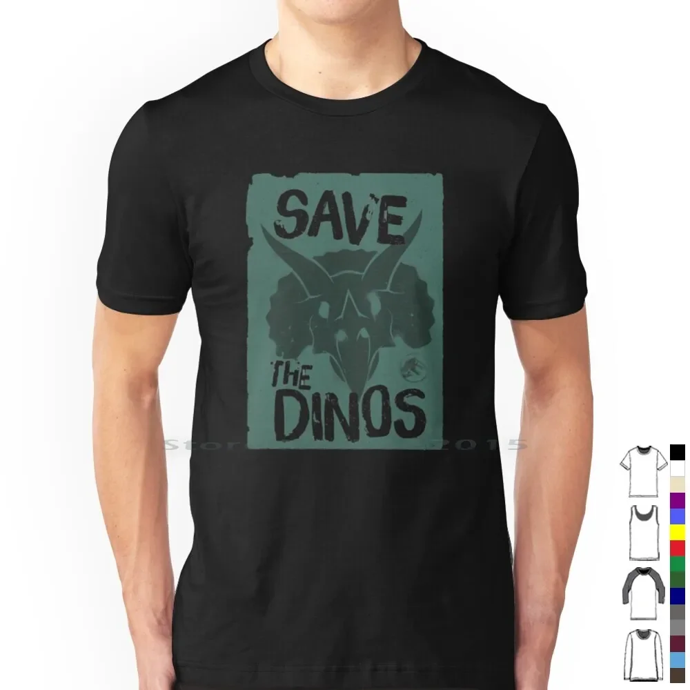 Worlldd Save The Dinos Distressed Poster T Shirt 100% Cotton Fifthsuntshirt 2020fifthsun Triceratops Save Dinos Distressed Short