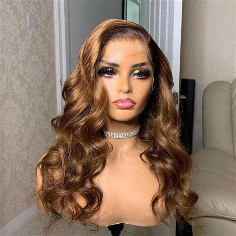 Soft Glueless 180Density 24inch Ombre Blond Body Wave Preplucked 5x5 Silk Base Jewish Human With BabyHair HDLace European Hair