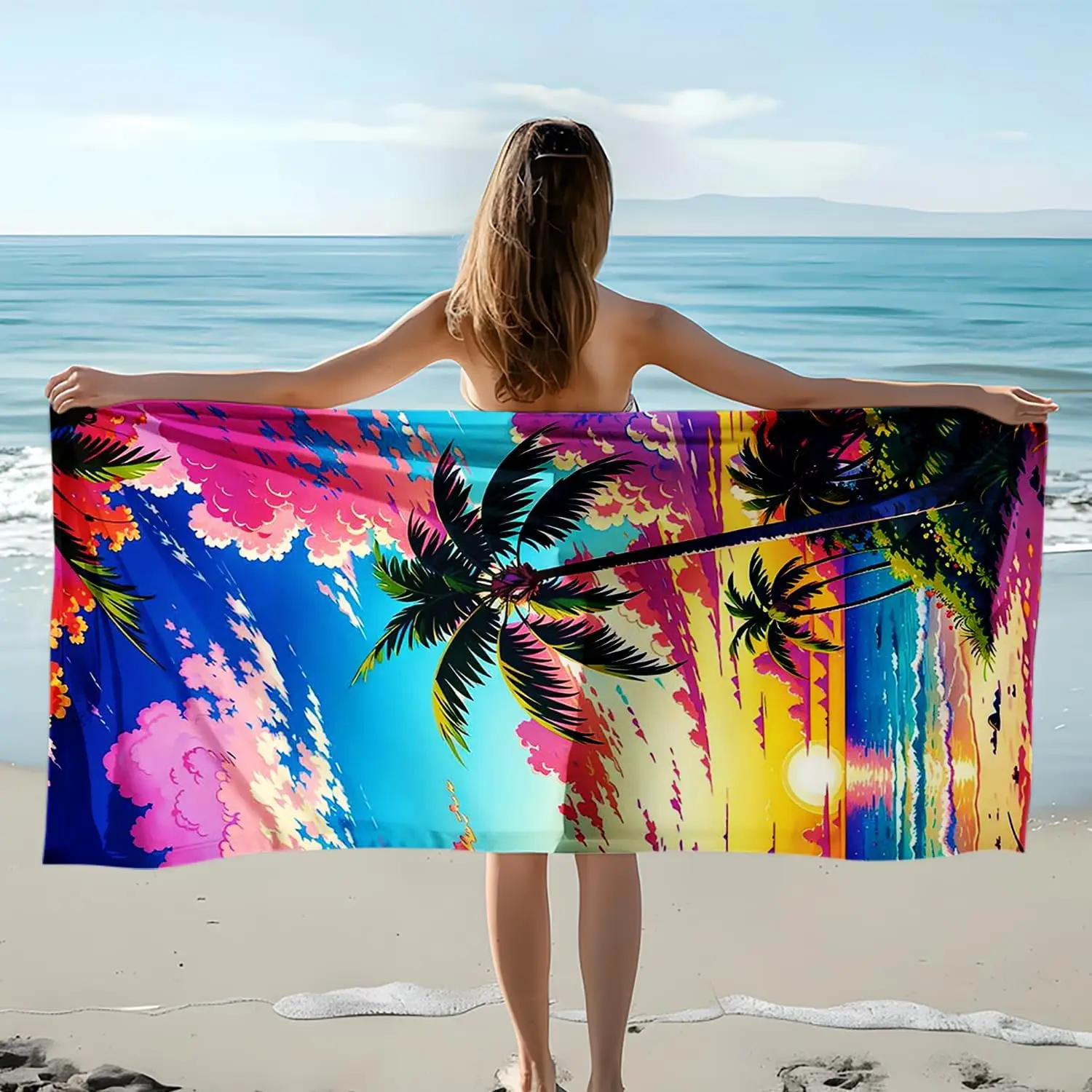 Oversize Beach Towel, Lightweight and Super Soft Extra Large Sand Free Beach Towels, Ideal Vacation Gift for Kids Men Women