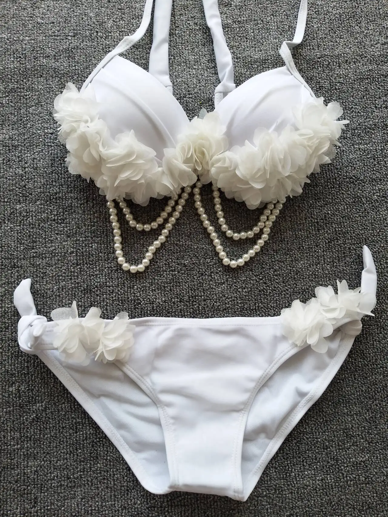 Fairy Sexy Bikini Two-Piece Set Three-Dimensional Flower Gathering Small Chest Steel Bracket Bikini Split Women's Swimsuit