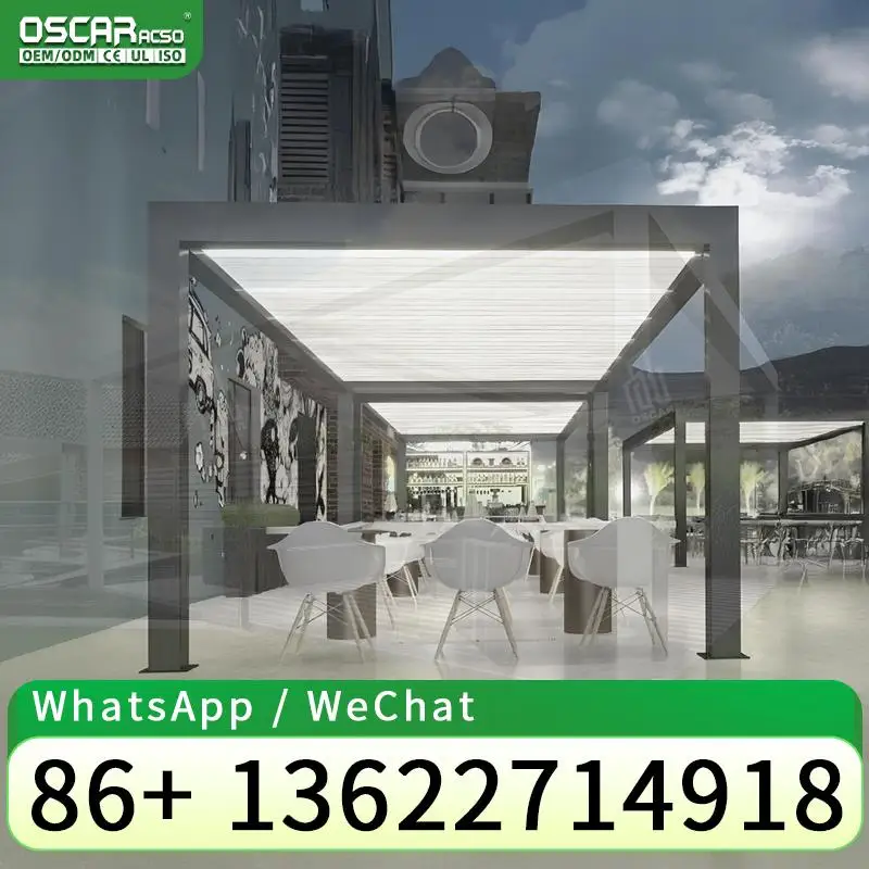 Waterproof Bioclimatic Louvered Pergola Set 6x4 Wall Mounted Motorized for Garden Patio Balcony pergola