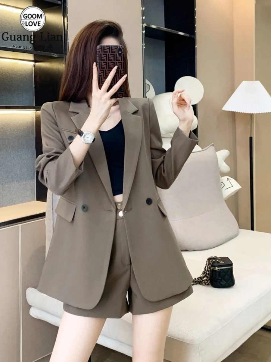 

Caramel Casual Women's Small Suit Jaet 2024 New Sle Spring Autumn Korean Version Profional ort Pants Set
