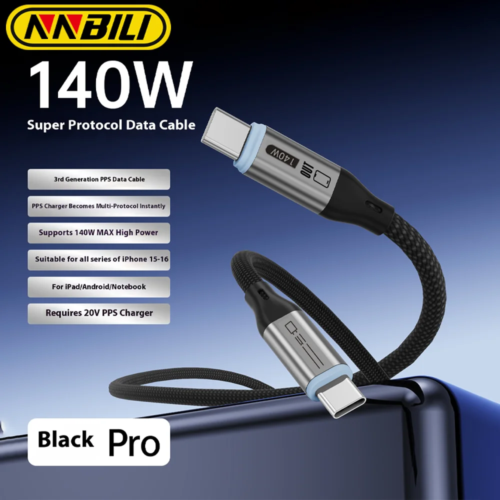 

NNBILI Universal Fast Charge Cable 6A All-Protocol Compatible for iPhone 17/16/15 Samsung iPad Type C 1.8m Durable Braided Cord