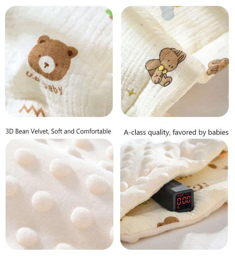 وسادة أطفال من عمر 0 إلى 12 شهرًا، وسادة مخملية لفاصوليا الأطفال، وسادة أطفال عامة من القطن الشاش قابلة للتنفس