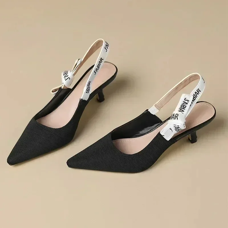 عالية الكعب النساء الصنادل مثير منتصف الكعب Slingback شبشب صيفي 2025 موضة فاخرة مضخات جديد الوجه يتخبط الشرائح الضحلة Mujer #2