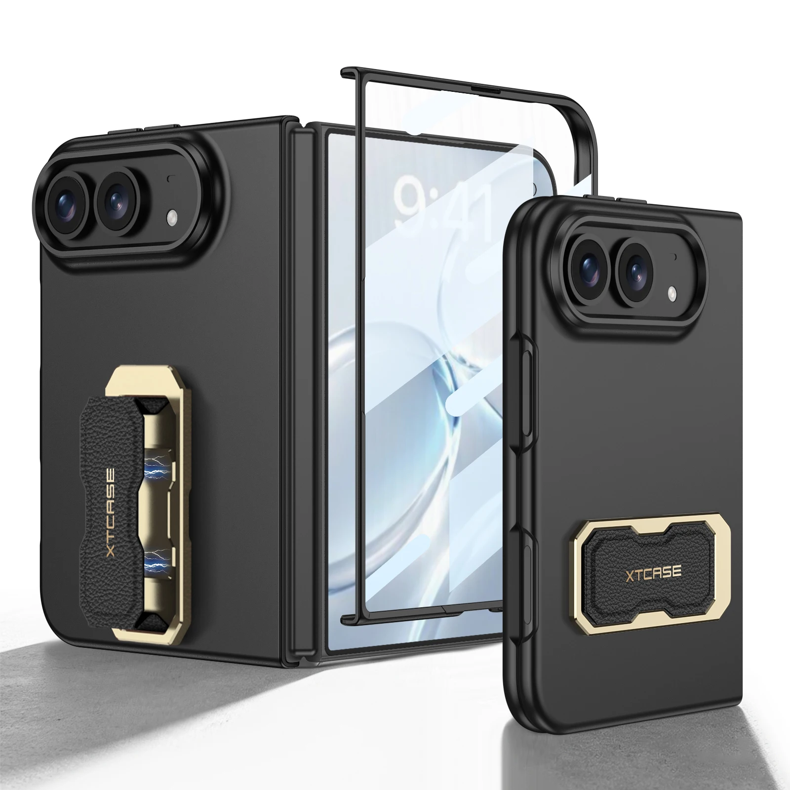 For iPhone Duo 5G Case Ultra-Thin Skin-Friendly Wristband Rotating Bracket With Tempered Film Shockproof Back Cover Accessories