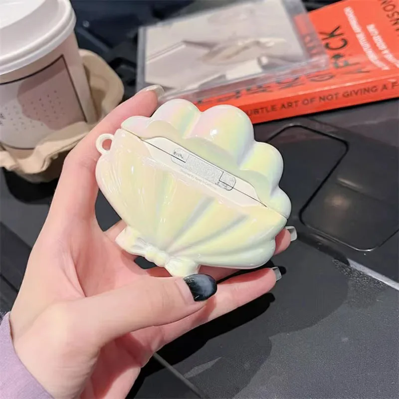 Cute Laser Colorful Sea Shells Cover For apple AirPods 1/2/3 Cover Soft White Earphone Case for Airpods Pro 2 Headset Box