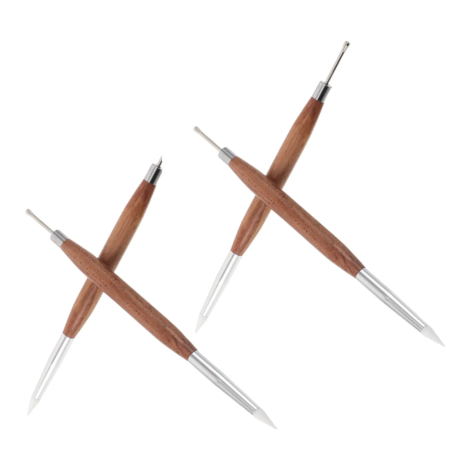 2Pcs Nail Art Liner Brushes Double Headed Nail Sculpture Pen Wooden Handle Manicure Tools Fine Detail Drawing Gel 6.5 Inch