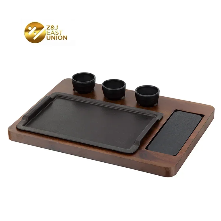 

High Quality Oil Cast Iron Sizzling Brownie Hot Plate Ordinary With Wooden Base