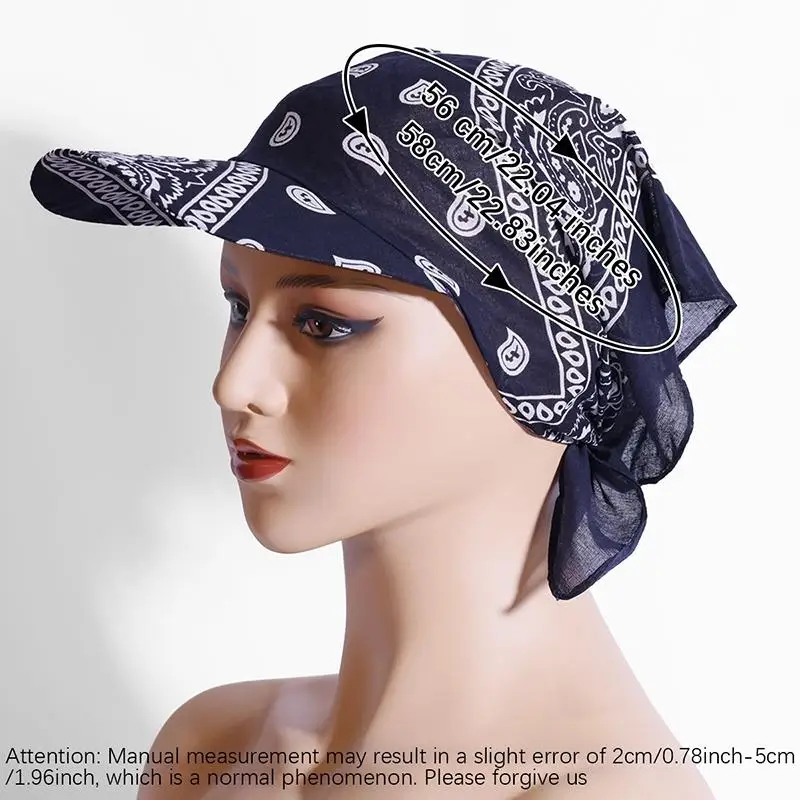 Vorgefertigter Turban mit breiter Krempe, leichter Sonnenschutz, Bandana-Schal, atmungsaktives Kopftuch für Damen im Freien – Detail 4