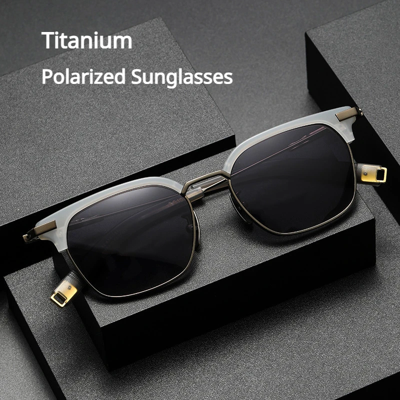 

Korean Style Titanium Sunglasses Gradient Lenses UV400 Protection For Outdoor Camping Driving Men Women Trendy Polarized Shades