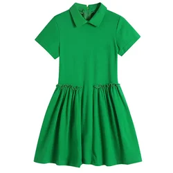 baby & kids girls summer solid casual flare dresses children girl fashion school uniform solid ruffle dress clothes