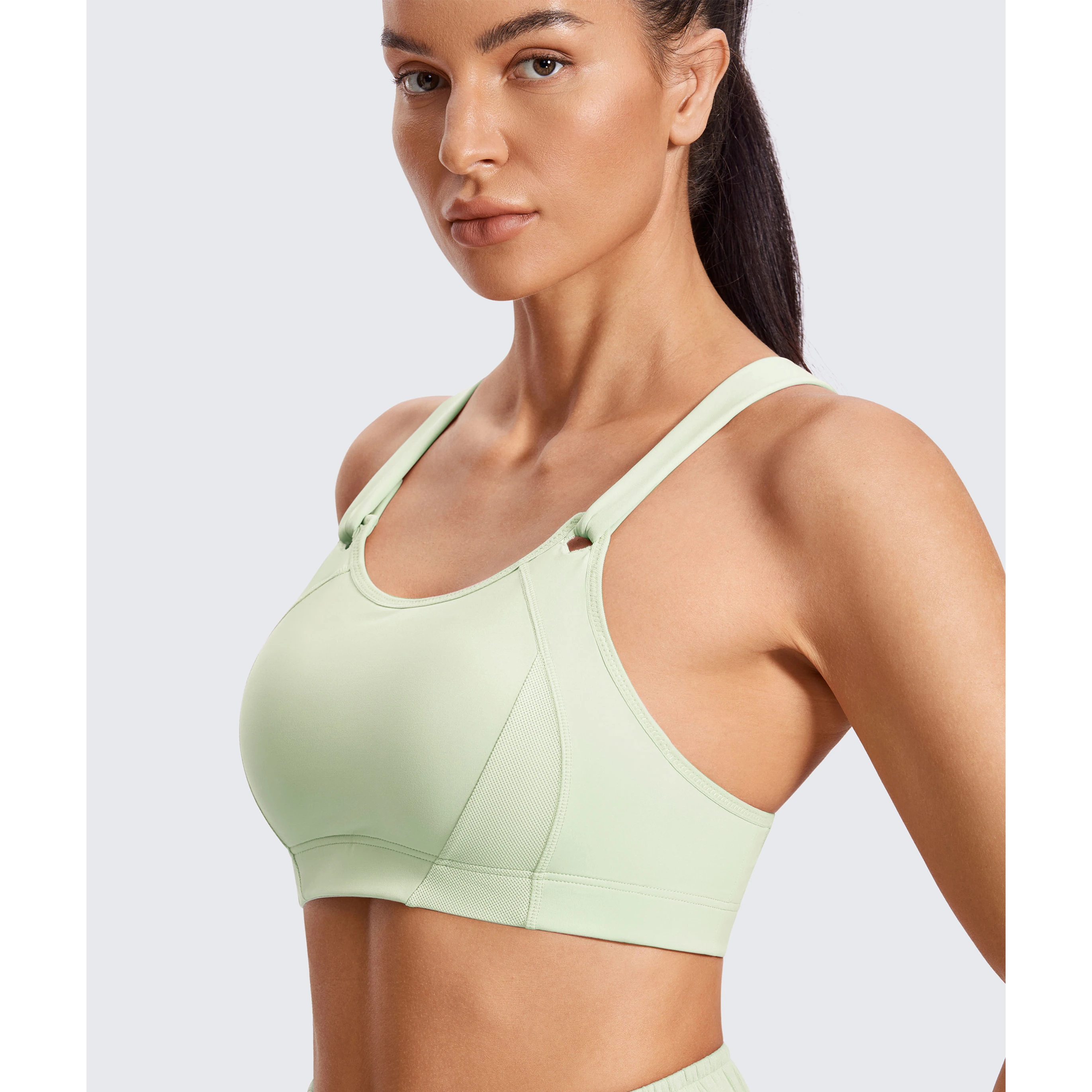 SYROKAN Sport Bras Women Sportswear Crop Tops For Fitness High Impact Wire Free Full Coverage Lightly Padded Vests Adjusted