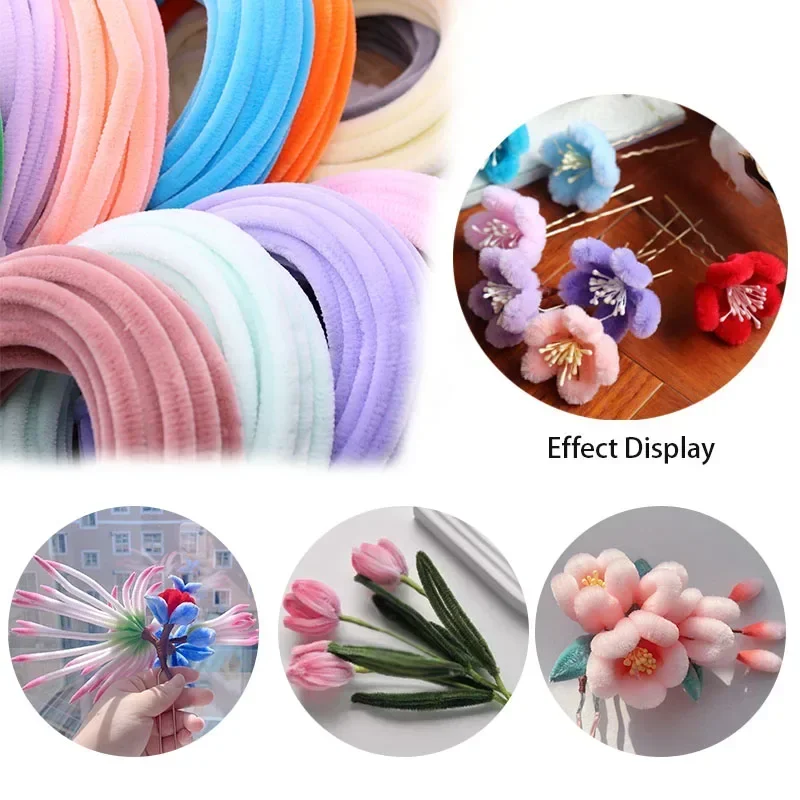 10mm Di Imitation Velvet Wool Root Strip Chenille Stem Pipe DIY Handmade Hairpin Flower Material Hairpin Accessories Plush Strip