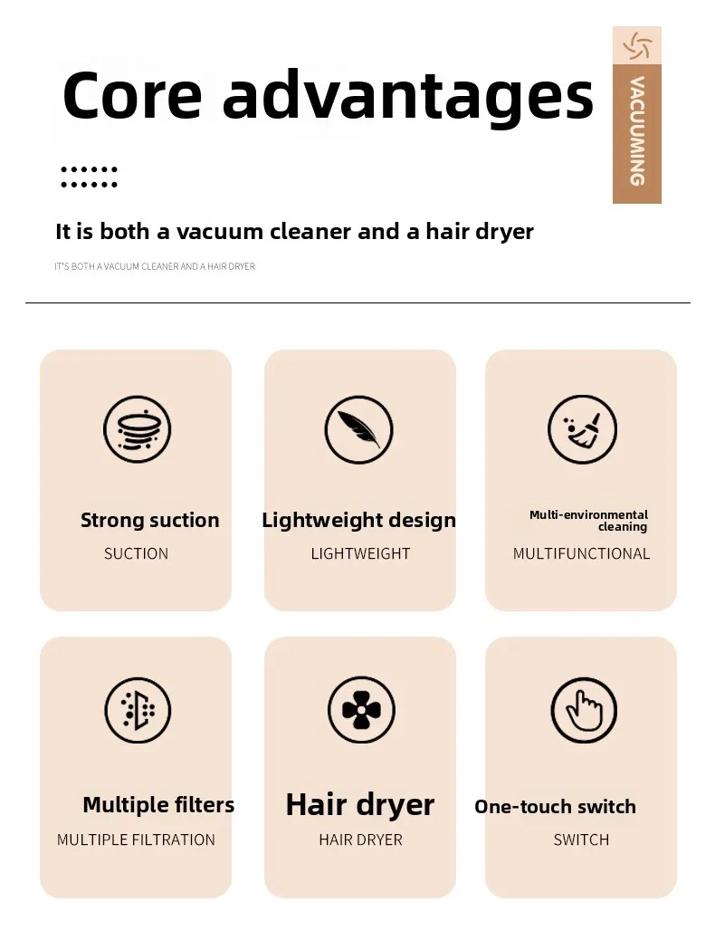 Car Vacuum Cleaner Wireless Charging Suction and Blowing Dual-purpose Hair Dryer Handheld Suction Folding Vacuum Cleaner