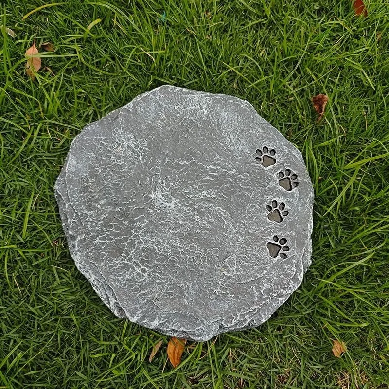 Round Resin Pet Grave Marker, Laser Engraved Memorial Tombstone Garden Animal Ornament