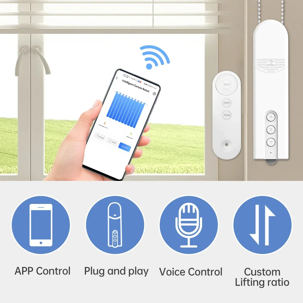 Tuya WIFI Smart Electric Curtain Motor Pull Bead Curtain Motor Home Life Hotel offices lectric Curtain Motors Mobile APP Control