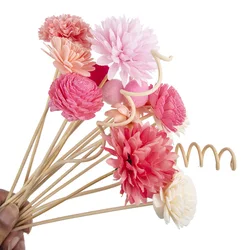15Pcs Red Simulation Flowers Reed Diffuser Replacement Sticks DIY Handmade Home Decor Rattan Oil Diffuser Refill Sticks