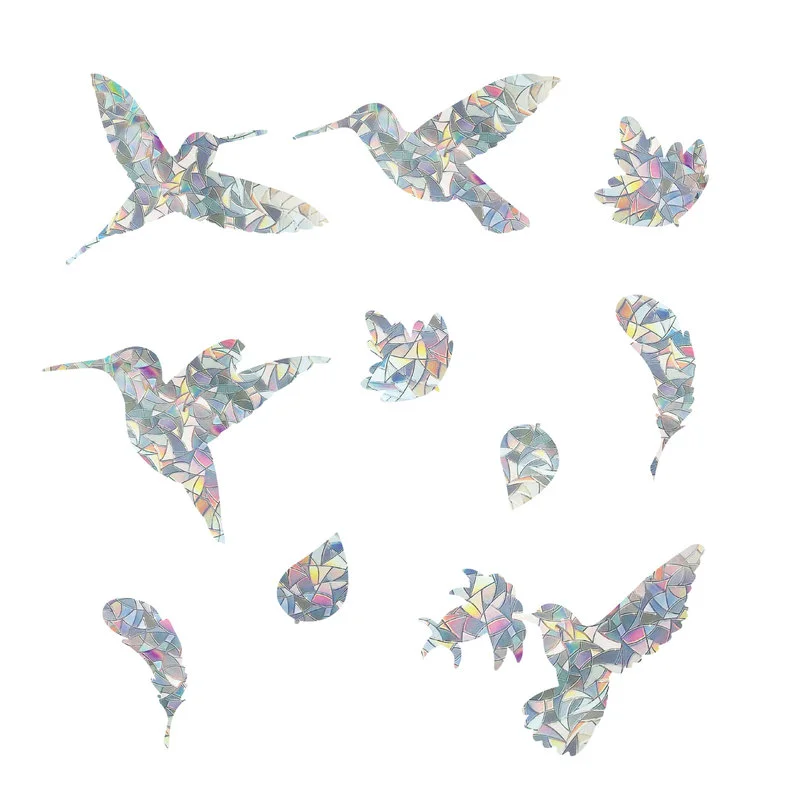 2 Sheets Unique Window Sticker Hummingbird Window Decoration Anti-collision Window Sticker Electrostatic Glass Film Decal