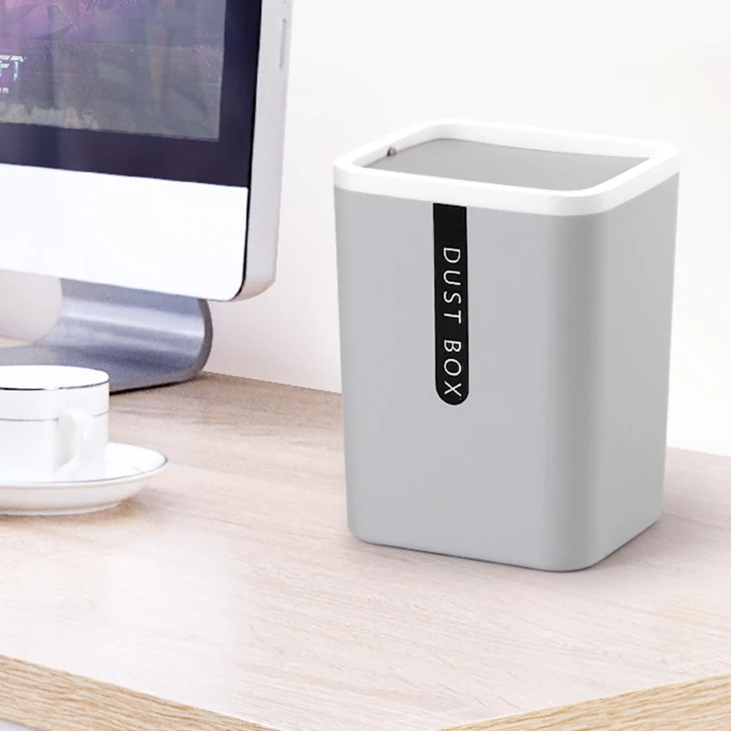 Home Office Countertop Garbage Basket Trashbox for Creative Mini Desktop Trash Can Tabletop Plastic Small Waste Bin with