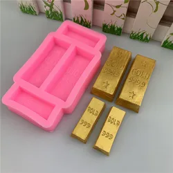 1 piece, simulated gold flip sugar silicone baked cake decoration Chinese style gold bar chocolate mold