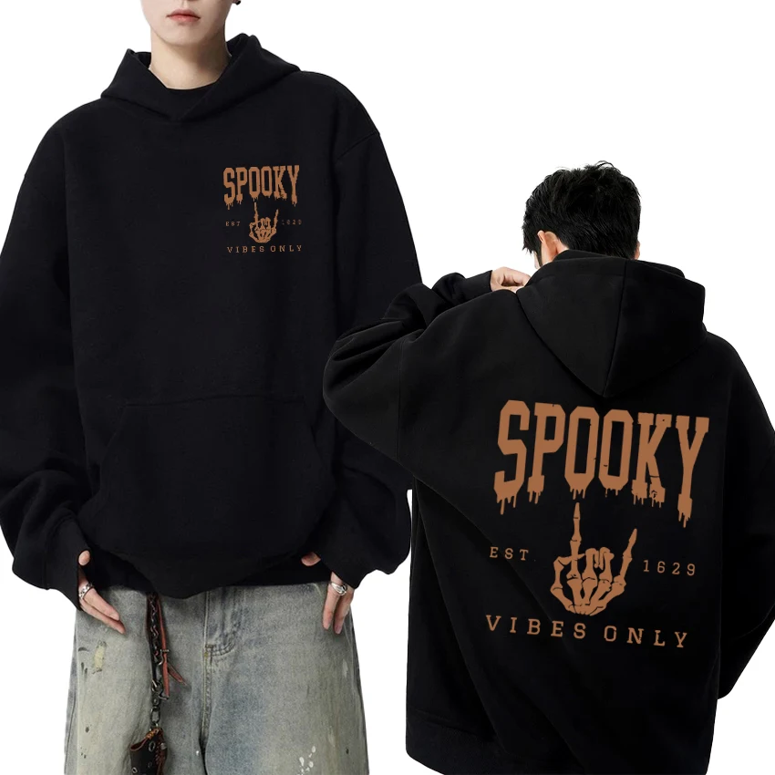 

New in Gothic Spooky Skull Graphic printed Hoodie 2025 Men women vintage hip hop streetwear Unisex punk Fleece Casual pullover