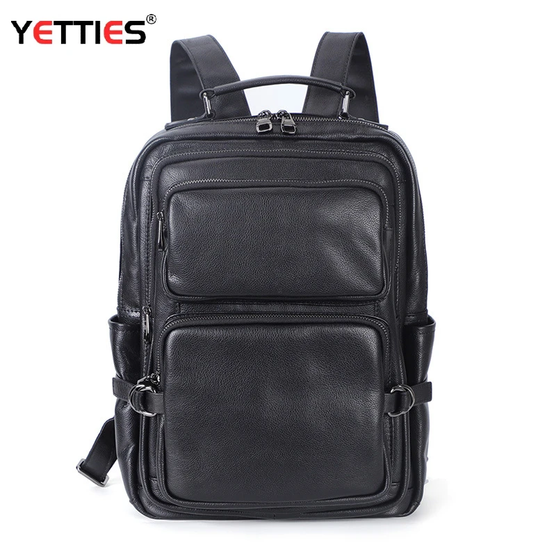 Men's Genuine Leather Backpack Soft Cowhide Backpack Men's Travel Bag Multi-Pocket Men's Bag knapsack