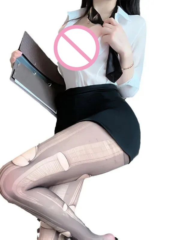 Sexy comissário de bordo cosplay conjuntos de saia bodycon sexy oco para fora manga comprida gravata transparente conjuntos de saia encantador u0uz
