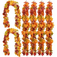2M Fall Maple Leaves Artificial Garland Fake Plants Autumn Decor Flowers Vine for Thanksgiving Halloween Festivals Wedding Decor