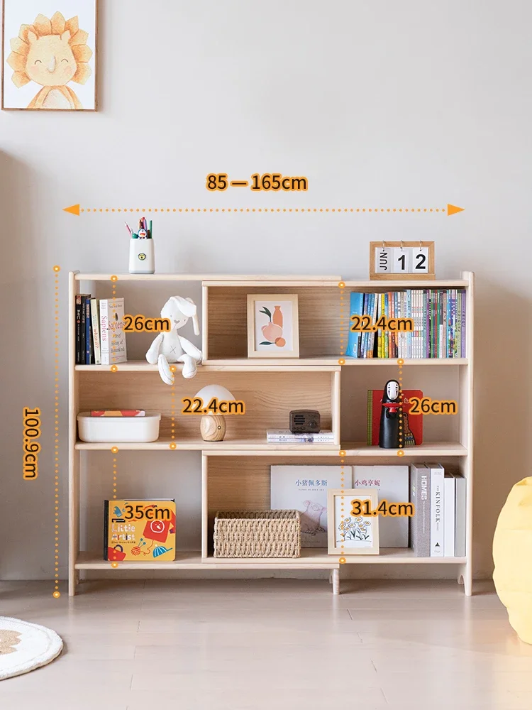 Full solid wood small bookshelf, expandable bookshelf, storage rack, corner storage, living room balcony, small low floor storag