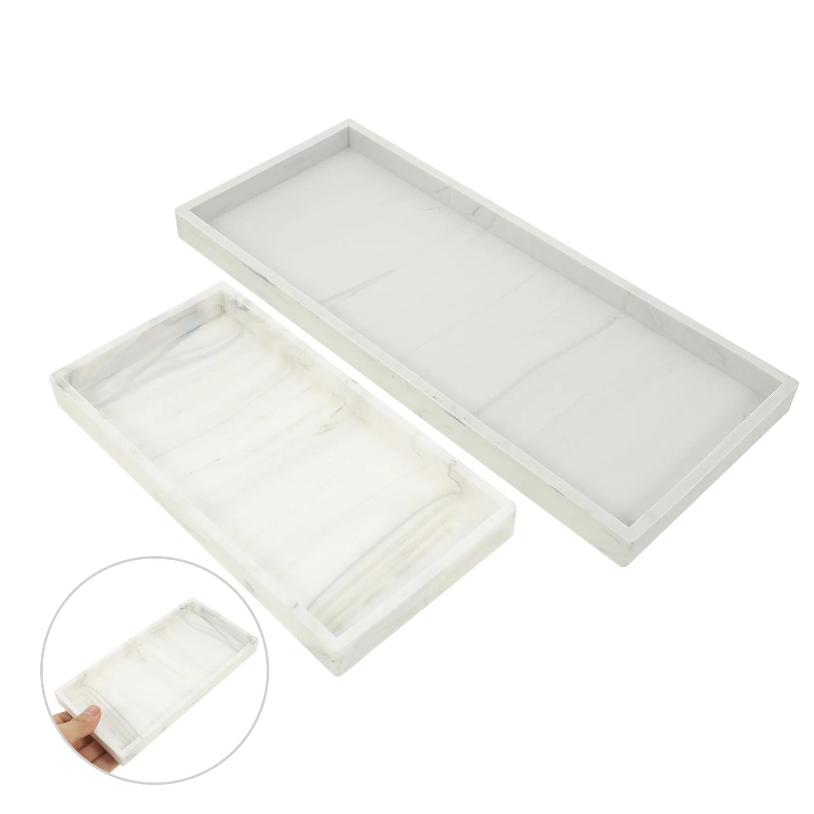 

2Pcs Bathroom Storage Tray Smooth Surface Vanity Organizer Perfume Jewelry Display Holder Multifunctional Desktop