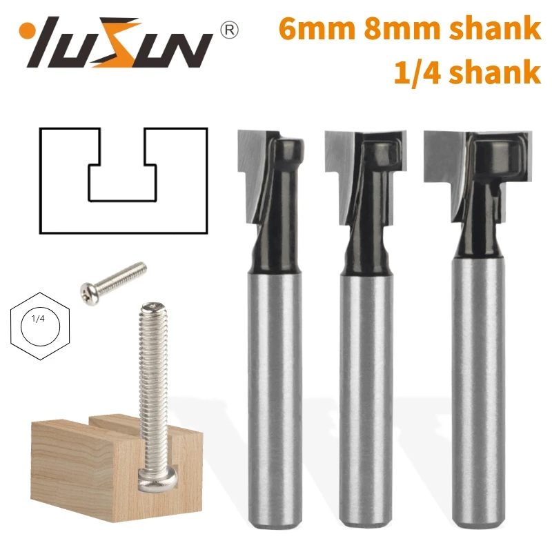 YUSUN Black Keyhole Bit T-Slot Cutter Router Bit Woodworking Milling Cutter For Wood Tools Face Mill End Mill