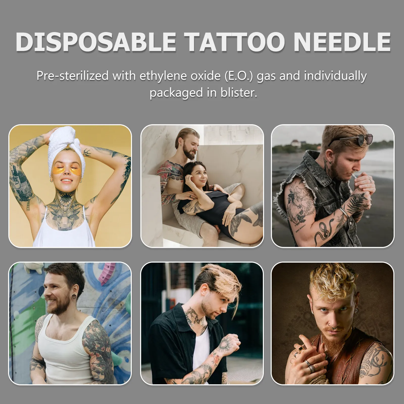 

100pcs Disposable Tattoo Needles 3RL 5RL Silver Stainless Steel Pre Sterilized Individually Packed Fit Machines Tubes CE