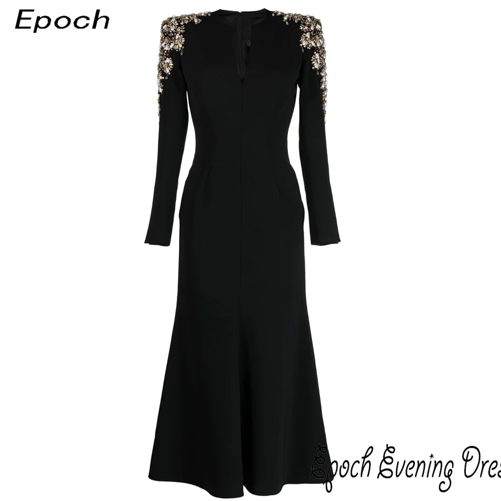 Epoch Long Evening Dress Elegant Crystal Beads Arabia فساتين مناسبة رسمية A-Line V-Neck Famous Cocktail Prom Gown For Women