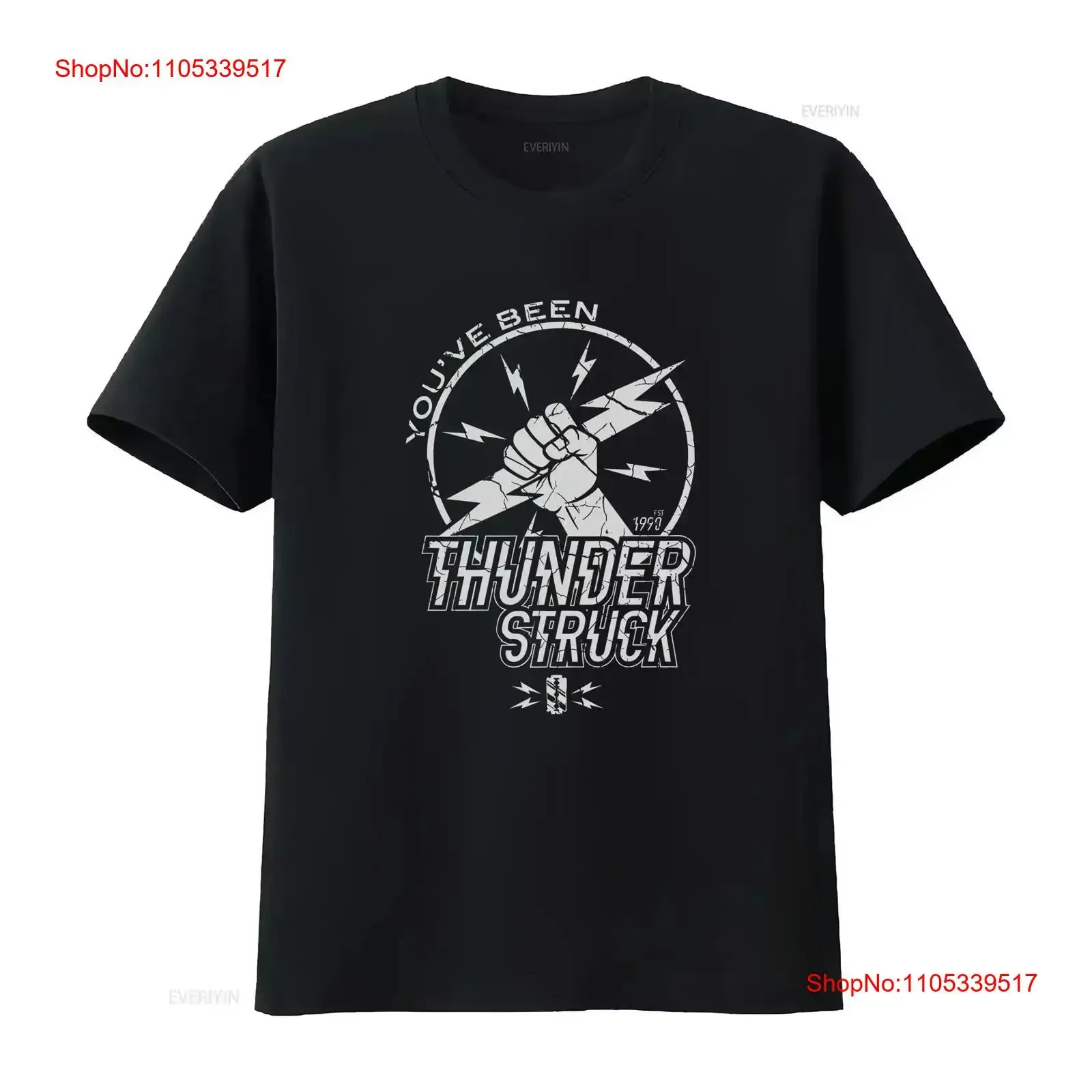 You've Been Thunderstruck T Shirt Black vintage Washed Stretched Soft fashion graphic Stylish Casual streetwear vintage Washed