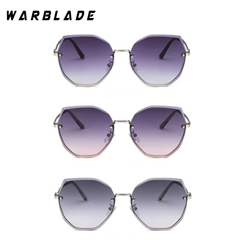 Trendy New Fashion Polygon Rimless Metal Glasses Women Vintage Brand Designer Glasses Summer Traveling Sunglasses UV400 Lunette