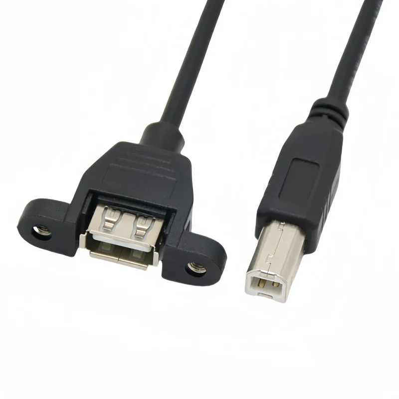 Kabel Ekstensi USB 2.0 Tipe A Female ke Printer USB-B Tipe Male dengan Lubang Sekrup Tetap