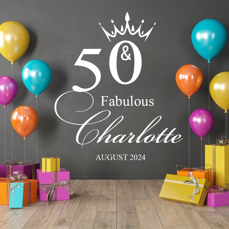 

50 & Fabulous Birthday Vinyl Floor Decal Sticker Personlaised Party Decor - Event Decor - 50th Birthday Dance Floor Sticker E874