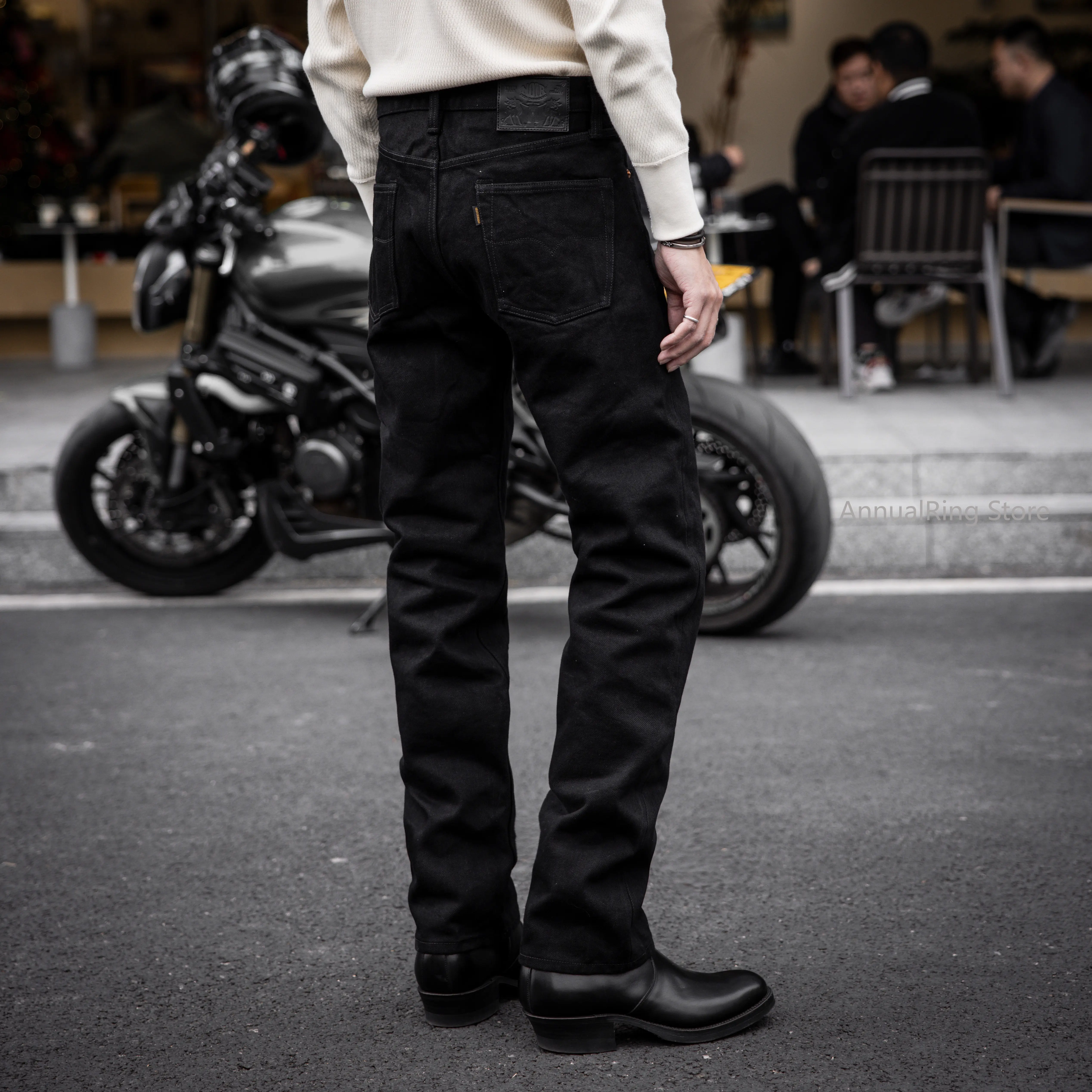 

Red Tornado NOIR 21oz Selvedge Denim Slim Straight Cut Jeans in Black Rugged Style Men's Casual Pants
