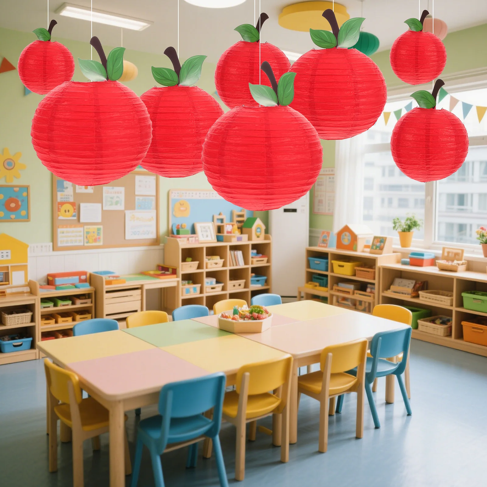 

6Pcs Red Apple Paper Lanterns Hanging Decor Back to School Classroom Birthday Party Fruit Themed Red Apple Paper Lanterns