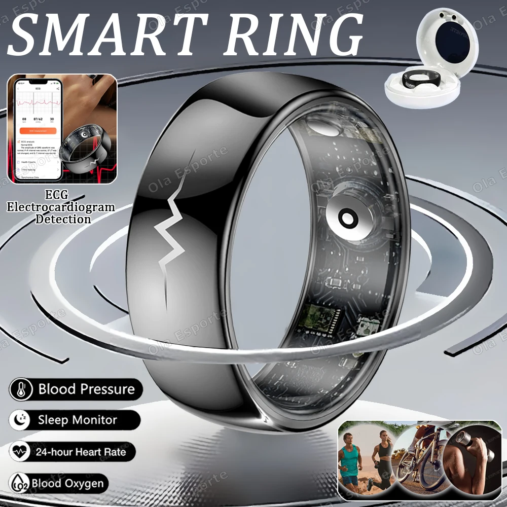 

High-end ECG Health Smart Ring Heart Rate Blood Pressure Body Temperature Sleep Monitor Rings Waterproof Fitness Sport smartring