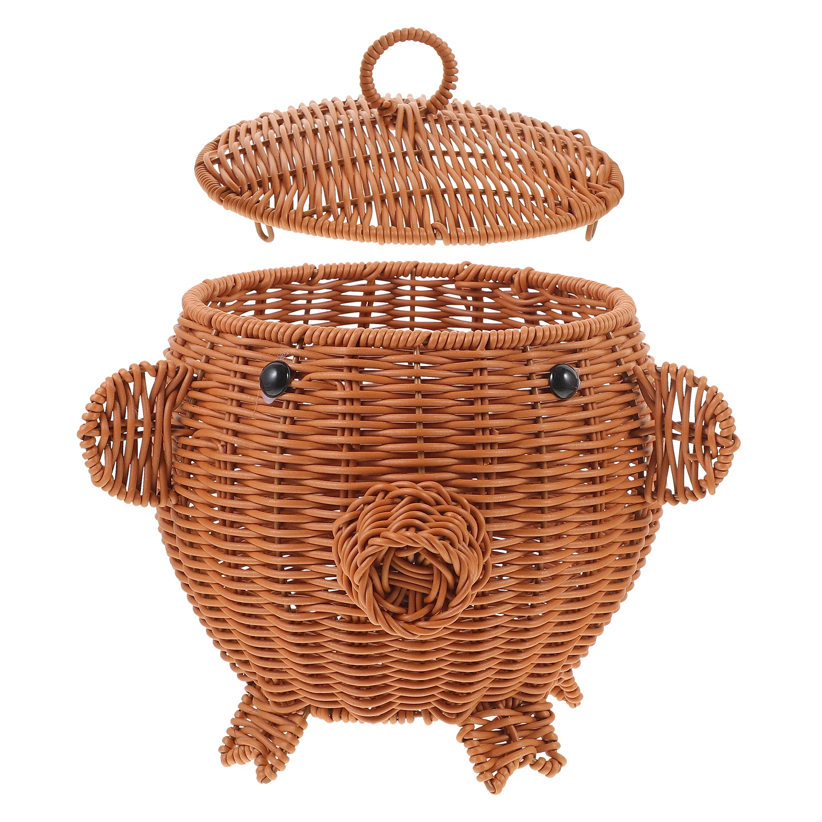 

Fruit Snack Basket Woven Storage Cute Desk Organizer Rustic Style Decorative Baskets Breathable Lid PP Iron Material Vintage