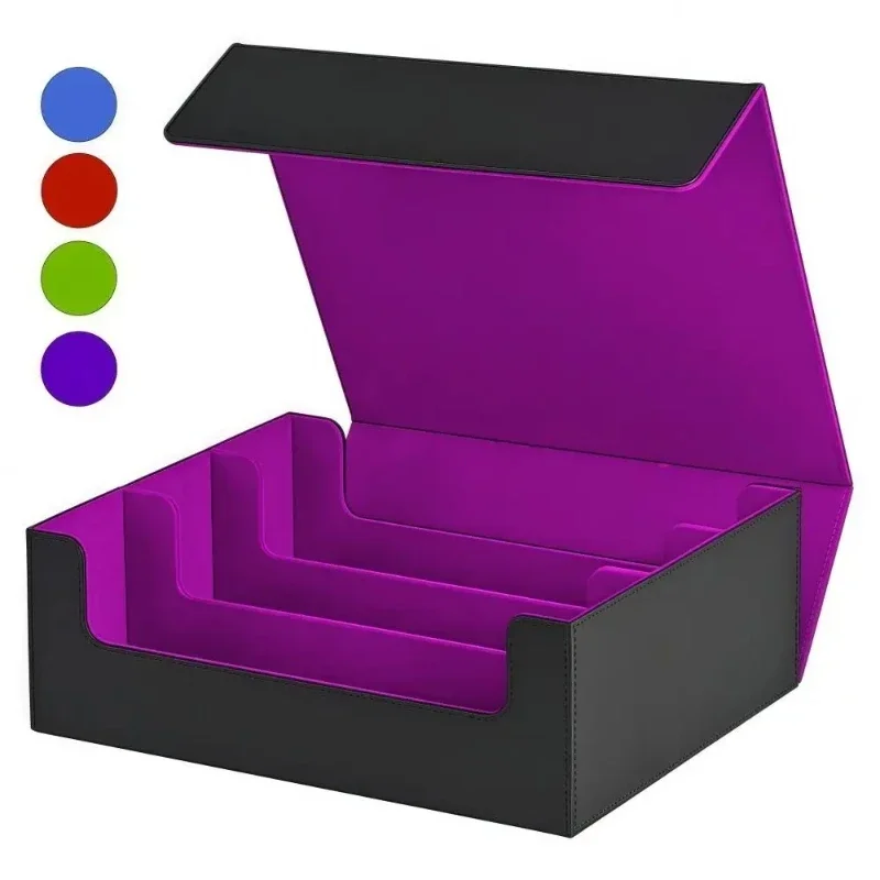 PU leather magnetic buckle commander card set splicing color portable card protection box 1800+transaction card storage box