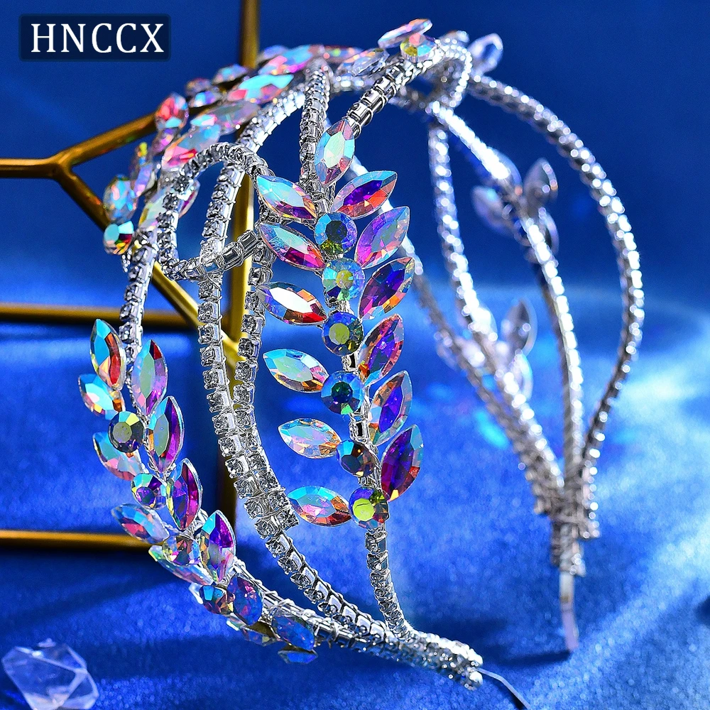 HNCCX-Noiva Forma Geométrica Headband, Acessórios para Cabelo do Casamento, Strass Coloridos, Mulheres Festa Headwear, Moda, CP709