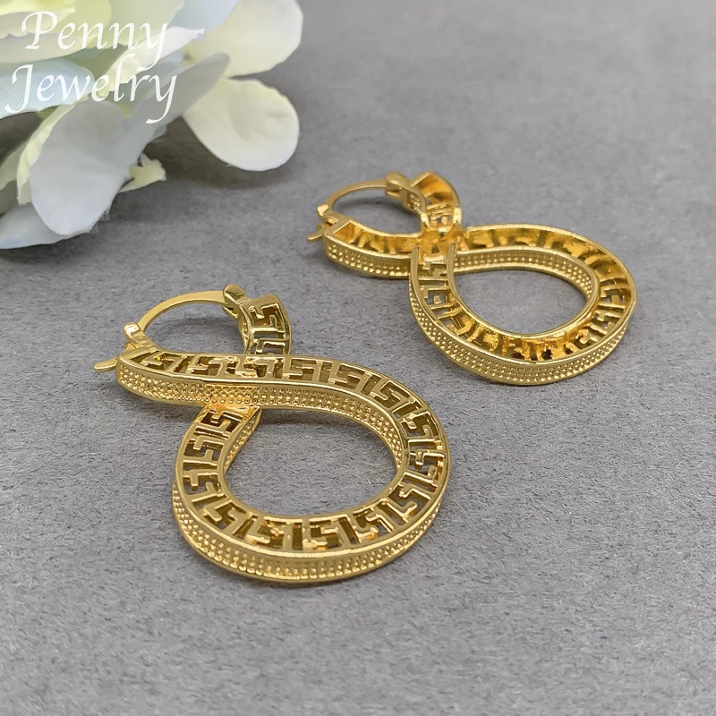 Pendientes de aro chapados en oro de 18K para mujer, aretes de gota Vintage de cobre, regalos de boda para fiesta, conjuntos de joyas africanas italianas originales