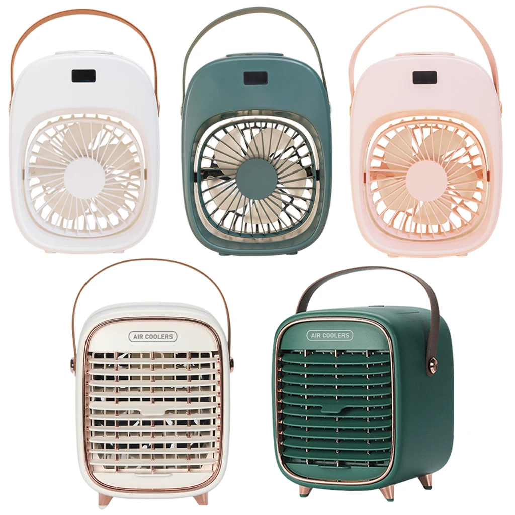 Cool Air Cooler Fan Air Conditioner Light Rechargeable Personal Cooling Fan Humidifier for Summer Bedroom Room
